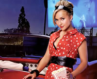 Hayden Panettiere sporting a red dress from the 60s.