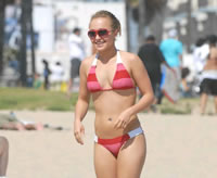 Hayden Panettiere on the beach in a bikini.