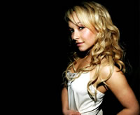 Hayden Panettiere in a clingy white dress looking kind of naughty.