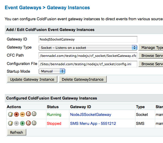 Then, I had to point the gateway to a listener ColdFusion component and a configuration file.